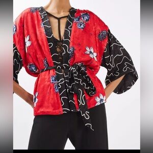 NWT Topshop Jacquard Floral Kimono Jacket